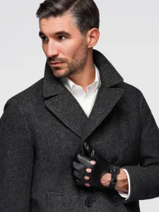 Ombre Men's short double-breasted wool coat - graphite