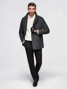 Ombre Men's short double-breasted wool coat - graphite