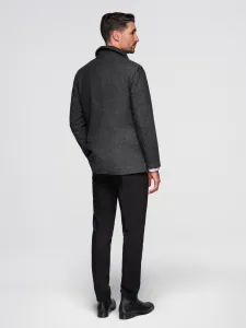 Ombre Men's short double-breasted wool coat - graphite