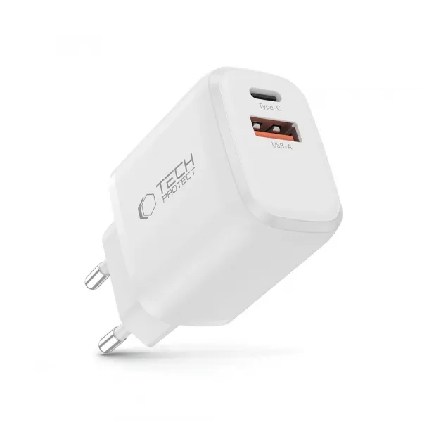 Tech-Protect NCA30 sieťová nabíjačka 30W PD QC, biela