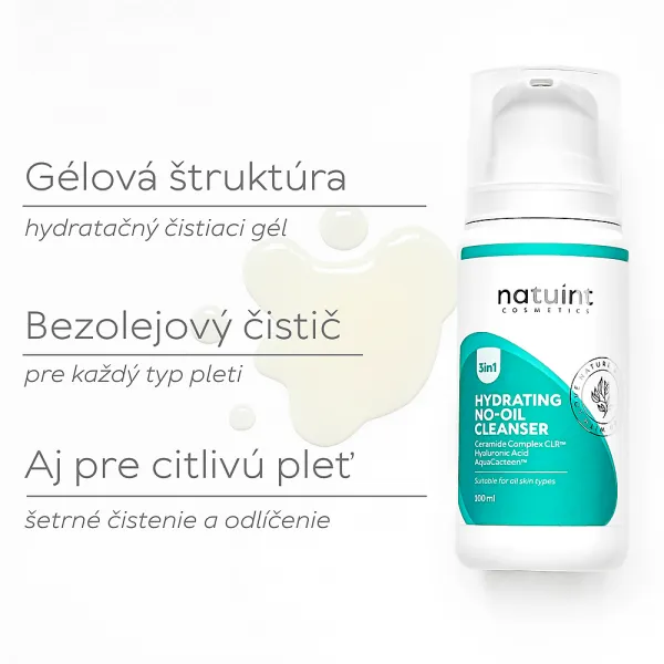 Natuint cosmetics - Čistiaci gél na pleť - hydratačný 3 v 1