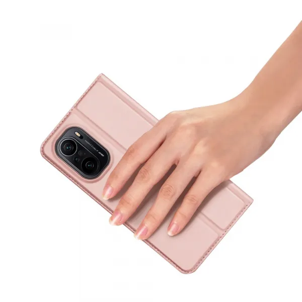 DUX DUCIS Skin Pro knižkové kožené puzdro na Xiaomi Redmi K40 / Poco F3, ružové