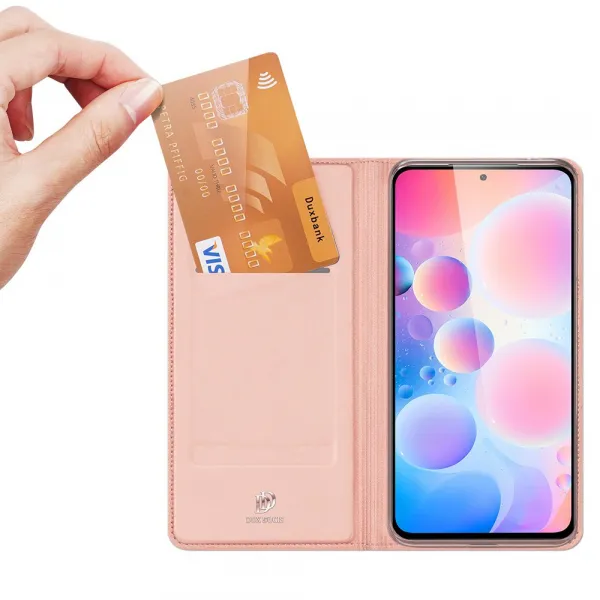 DUX DUCIS Skin Pro knižkové kožené puzdro na Xiaomi Redmi K40 / Poco F3, ružové