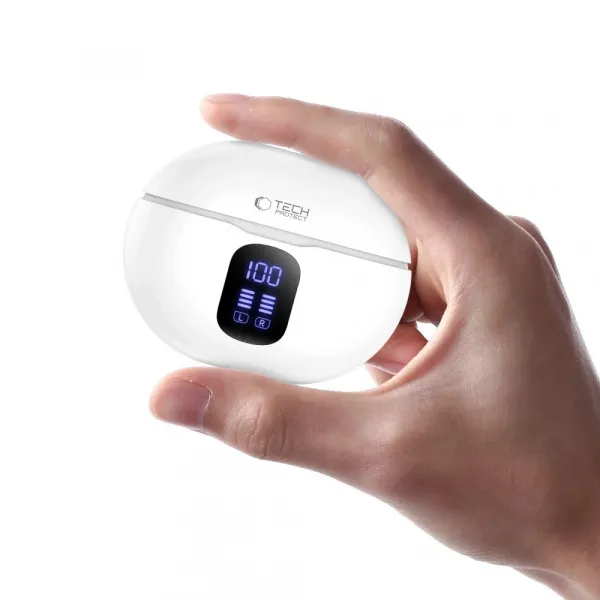 Tech-Protect Ultraboost Pro G2 TWS bezdrôtové slúchadlá, biele