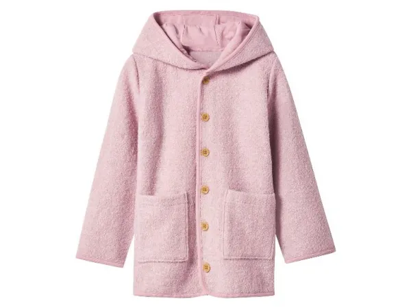 lupilu® Detský kabát s merino vlnou Premium (bledoružová, 122/128)