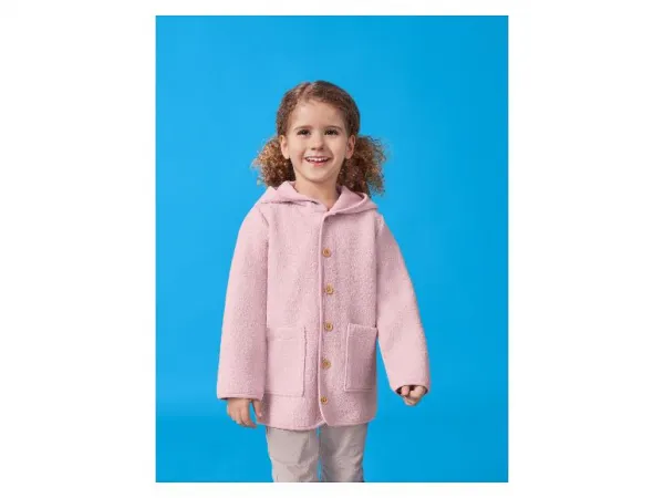 lupilu® Detský kabát s merino vlnou Premium (bledoružová, 122/128)