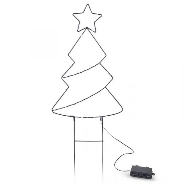Solight LED vonkajšia dekorácia vianočný stromček, 85x LED, časovač, 68cm, 3x AA, 1v290