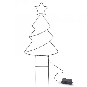 Solight LED vonkajšia dekorácia vianočný stromček, 85x LED, časovač, 68cm, 3x AA, 1v290