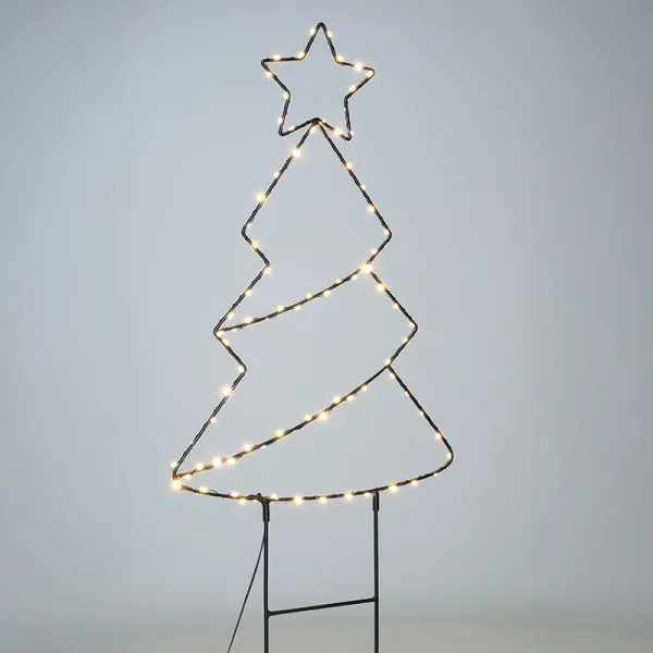 Solight LED vonkajšia dekorácia vianočný stromček, 85x LED, časovač, 68cm, 3x AA, 1v290