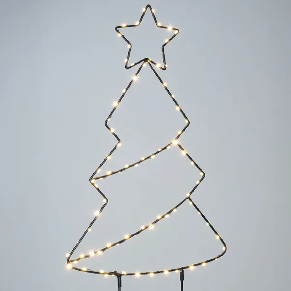 Solight LED vonkajšia dekorácia vianočný stromček, 85x LED, časovač, 68cm, 3x AA, 1v290