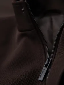 Pánsky kabát na zips hnedý