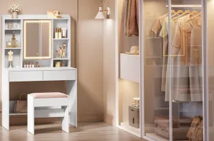 SONGMICS Taburet k toaletnému stolíku Kailyn biely/ružový