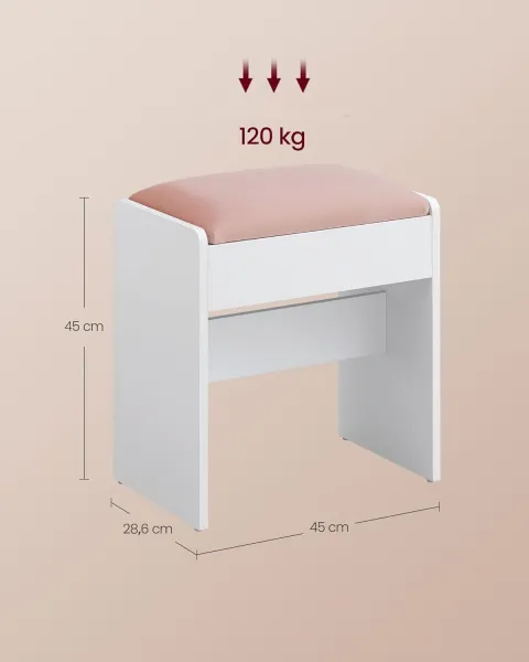 SONGMICS Taburet k toaletnému stolíku Kailyn biely/ružový