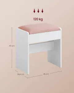 SONGMICS Taburet k toaletnému stolíku Kailyn biely/ružový