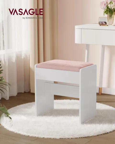 SONGMICS Taburet k toaletnému stolíku Kailyn biely/ružový