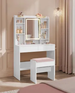 SONGMICS Taburet k toaletnému stolíku Kailyn biely/ružový