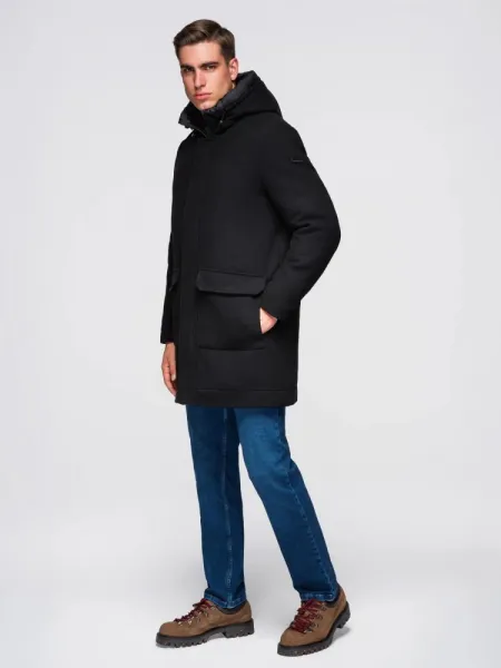 Trendy kabát na zimu pre mužov čierny
