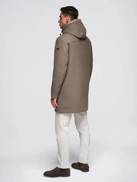 Trendy kabát na zimu pre mužov hnedý