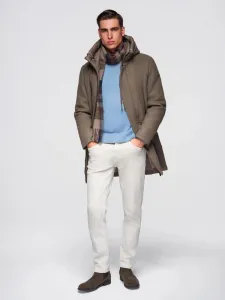 Trendy kabát na zimu pre mužov hnedý