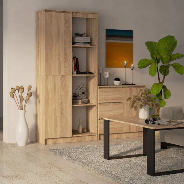 Ak furniture Regál Rexa 80 cm 1 skrinka a 4 police dub sonoma