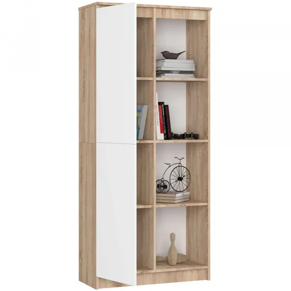 Ak furniture Regál Rexa 80 cm 1 skrinka a 4 police dub sonoma/biela
