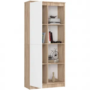 Ak furniture Regál Rexa 80 cm 1 skrinka a 4 police dub sonoma/biela