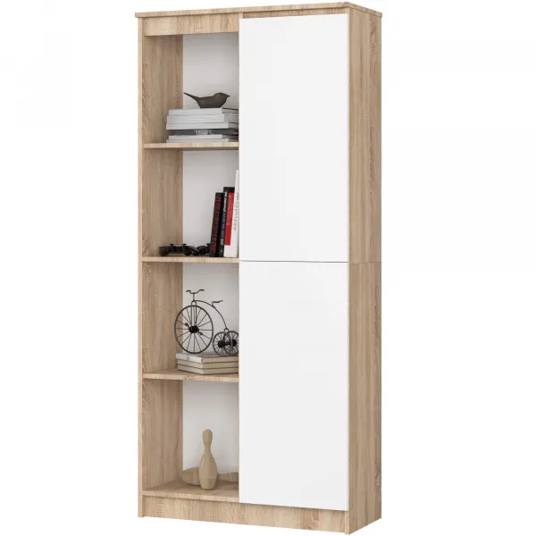 Ak furniture Regál Rexa 80 cm 1 skrinka a 4 police dub sonoma/biela