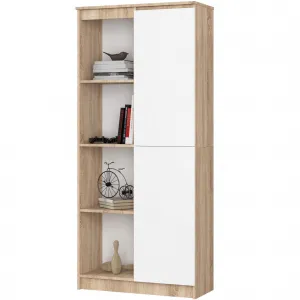 Ak furniture Regál Rexa 80 cm 1 skrinka a 4 police dub sonoma/biela