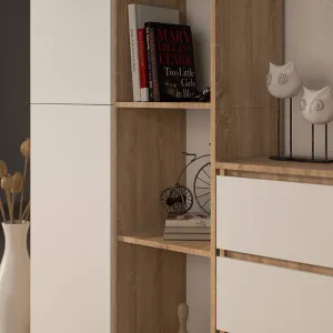 Ak furniture Regál Rexa 80 cm 1 skrinka a 4 police dub sonoma/biela