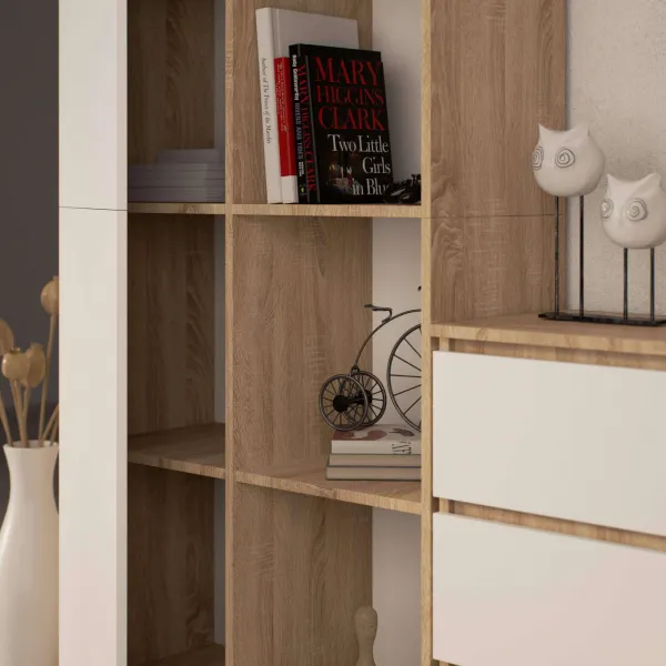 Ak furniture Regál Rexa 80 cm 1 skrinka a 4 police dub sonoma/biela
