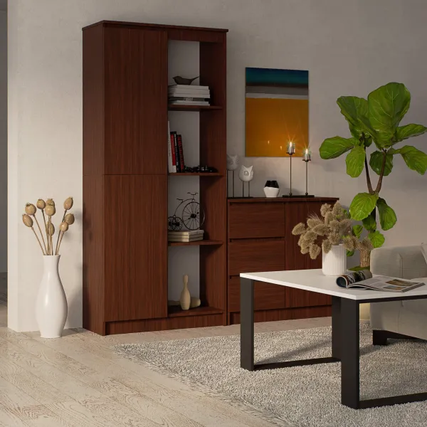 Ak furniture Regál Rexa 80 cm 1 skrinka a 4 police wenge