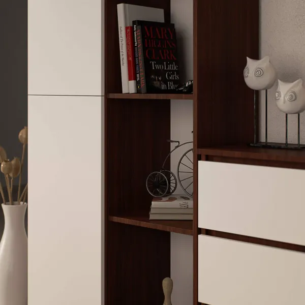 Ak furniture Regál Rexa 80 cm 1 skrinka a 4 police wenge/biela