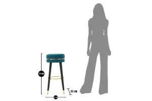 Mauro Ferretti Sametová barová židle Paris tyrkysová/zlatá
