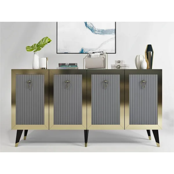 Konzolový stolík Bare - Anthracite, Gold