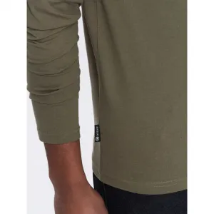 Pánske tričko s dlhým rukávom OMBRE Longsleeve OM-LSBL-0108 V-2 dark olive