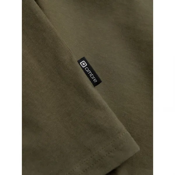 Pánske tričko s dlhým rukávom OMBRE Longsleeve OM-LSBL-0108 V-2 dark olive