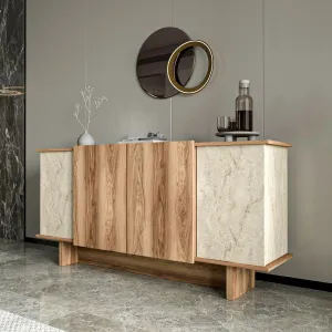 Konzolový stolík Diana - Travertine, Walnut