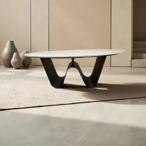 Konferenčný stolík, imitácia mramoru/čierna, ELVO