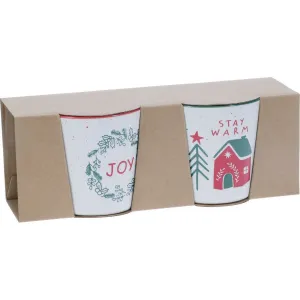 Súprava 2 kameninových hrnčekov Stay Warm/Joy 350 ml