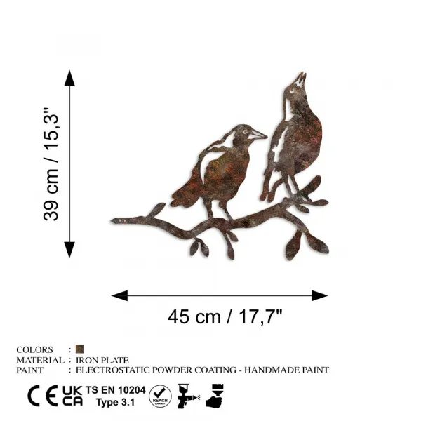 Záhradná dekorácia Bird On The Branch 09 - Brown