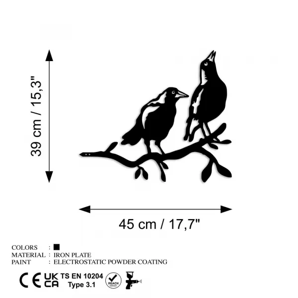 Záhradná dekorácia Bird On The Branch 09 - Black