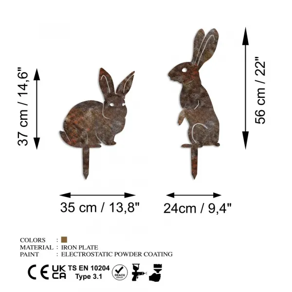 Decorative Garden Object Set (2 Pieces) Rabbits -A 01