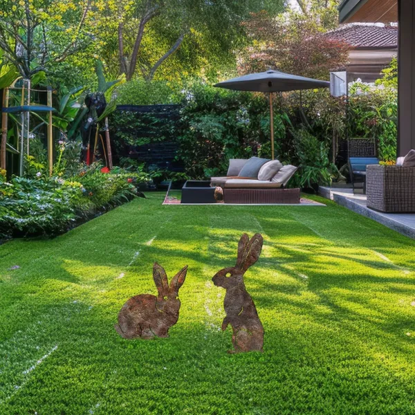 Decorative Garden Object Set (2 Pieces) Rabbits -A 01