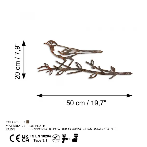 Záhradná dekorácia Bird On The Branch 05 - Brown