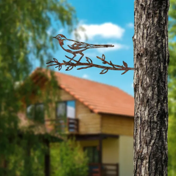 Záhradná dekorácia Bird On The Branch 05 - Brown