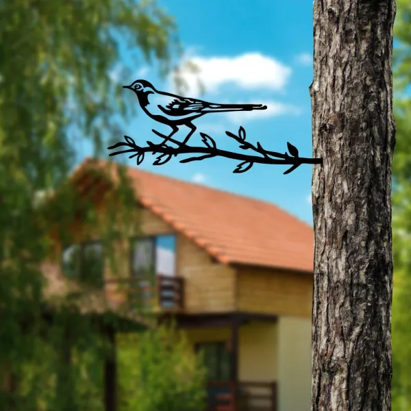 Záhradná dekorácia Bird On The Branch 05 - Black