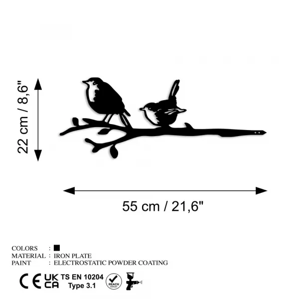 Záhradná dekorácia Bird On The Branch 03 - Black