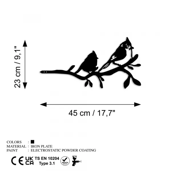 Záhradná dekorácia Bird On The Branch 07 - Black
