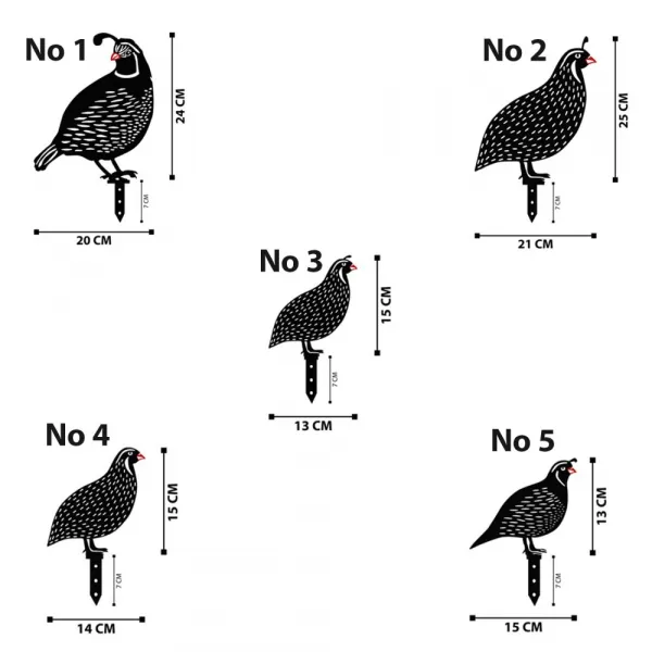 Súprava dekoratívnych kovových doplnkov do záhrady Quails