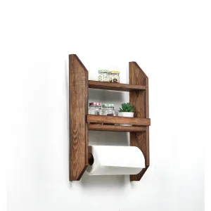 Wooden Shelf Spice Rack & Towel Hanger